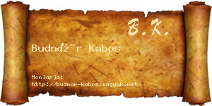 Budnár Kabos névjegykártya
